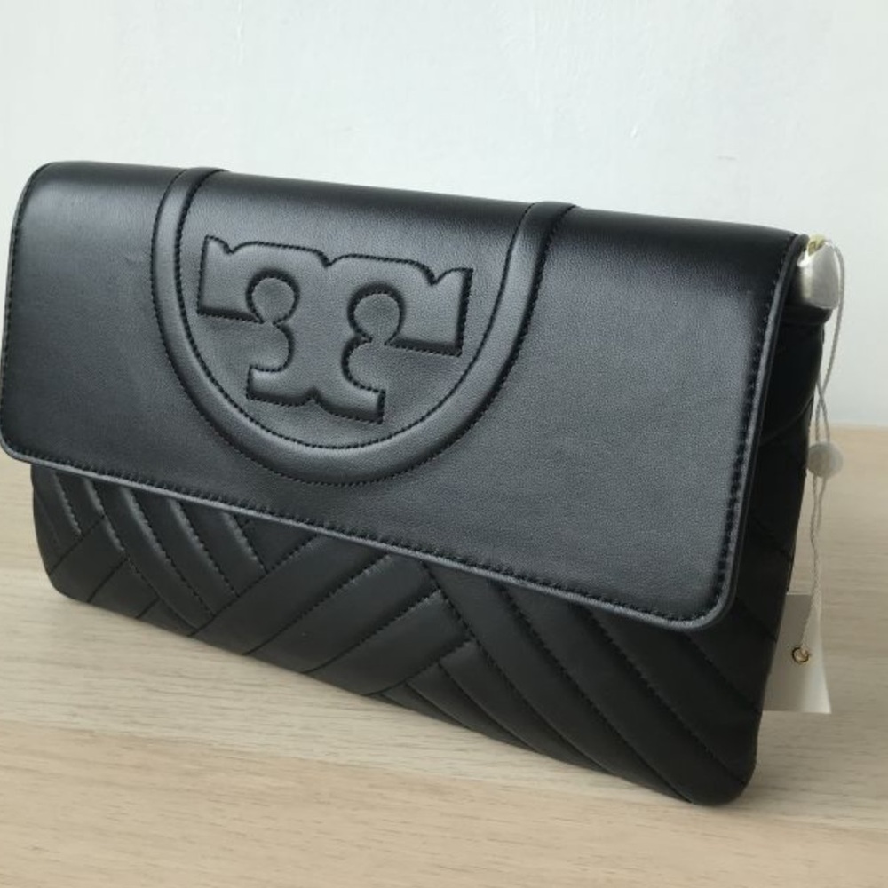 Tory Burch Fleming Geometric Leather Clutch Bag NWT